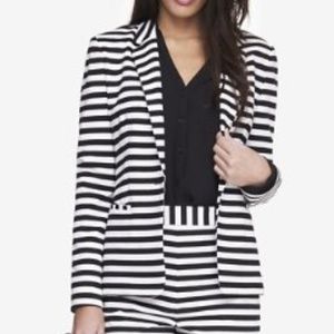 Express Black and White Striped Blazer